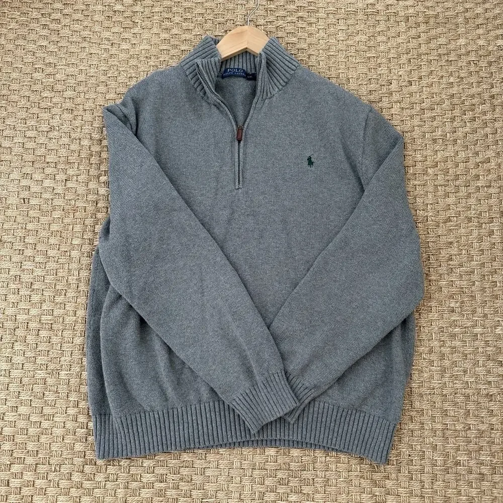 Polo Ralph Lauren Men's Gray Quarter Zip Pullover Sweater Size XXL